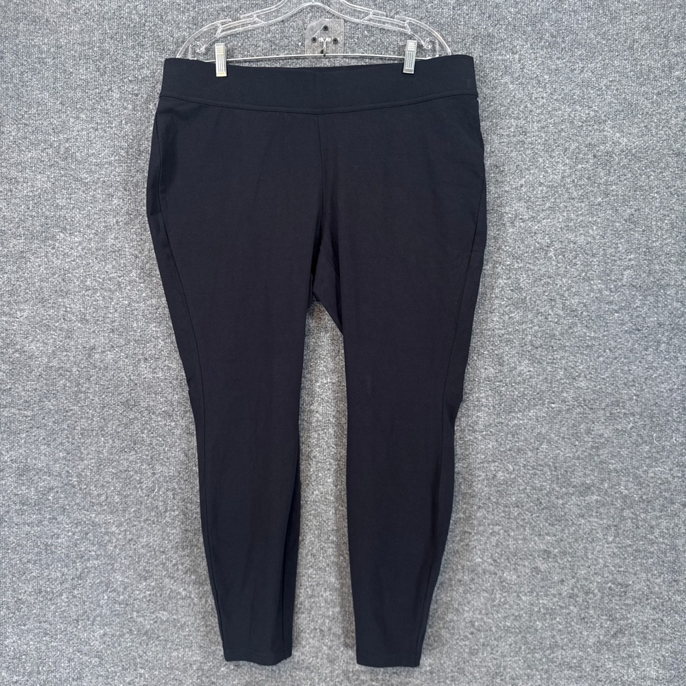 Lands End Starfish Leggings Women 1X Black High Rise Slim Tapered Plus Size